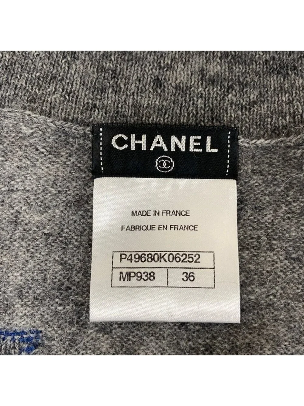 Chanel Cardigan S Dark Gray Blue